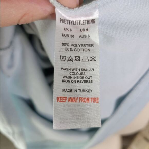 NWT PrettyLittleThing Baby Blue Towelling Contrast Collar Bodycon Dress 4 - Picture 6 of 7